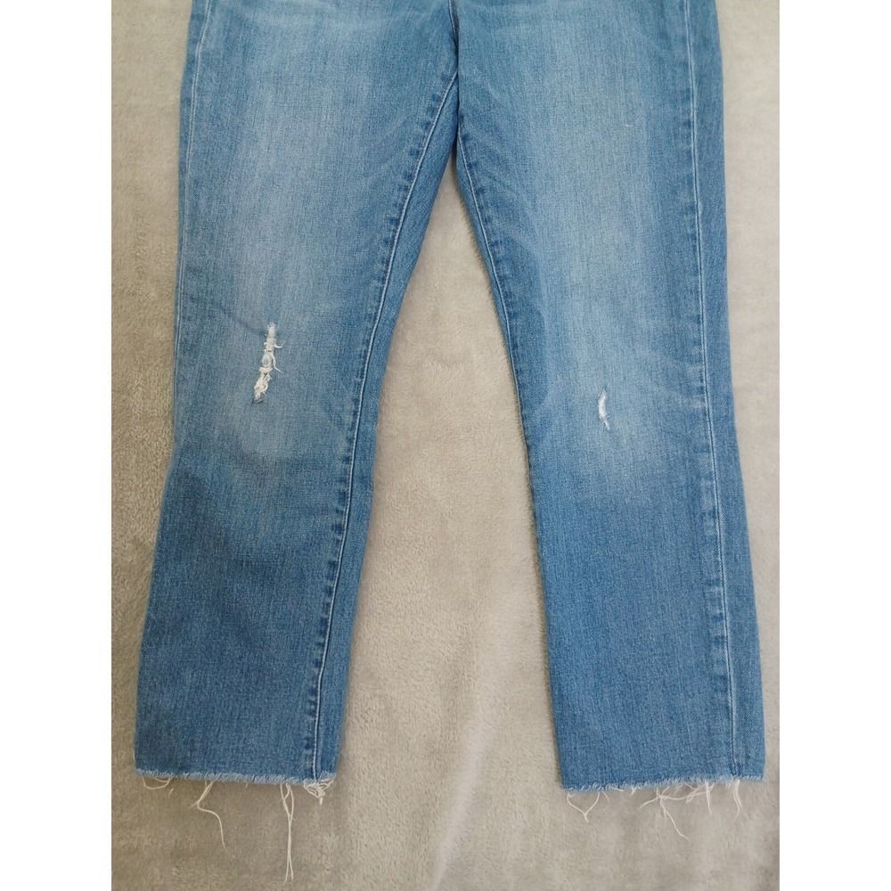 Madewell Jeans Sz 27 High Rise Slim Straight Crop Boyjean Fray Raw Hem Stretch - Picture 5 of 14